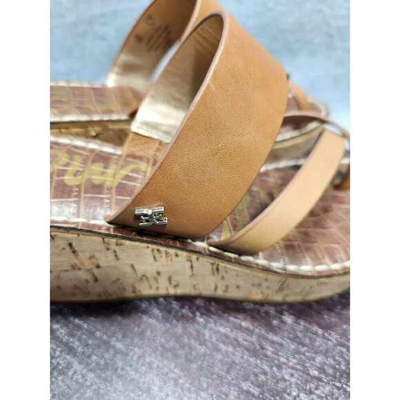 Sam Edelmam Womens Tan Leather Wedge Sandals Size 6 - Picture 4 of 13
